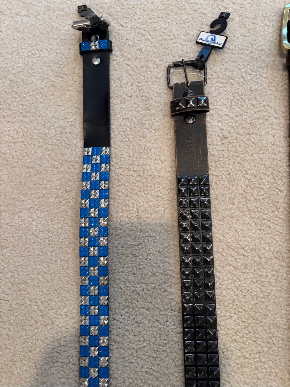 Quiksilver Blue and Black Studded Leather Belts Set - Picture 3 of 3